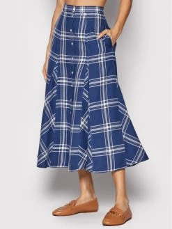 Polo Ralph Lauren Γυναίκες Midi Φούστα σε γραμμή Α 211857022001 Μπλε Regular Fit