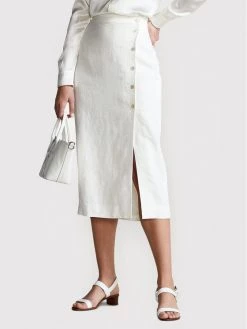 Polo Ralph Lauren Γυναίκες Φούστα Midi 211863645001 Λευκό Regular Fit