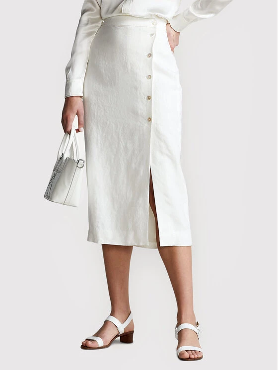 Polo Ralph Lauren Γυναίκες Φούστα Midi 211863645001 Λευκό Regular Fit 3 Polo Ralph Lauren Γυναίκες Φούστα Midi 211863645001 Λευκό Regular Fit